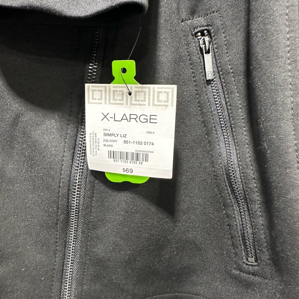 NWT Liz Claiborne Simply Liz black zip-front moto jacket Size XL - Picture 8 of 11